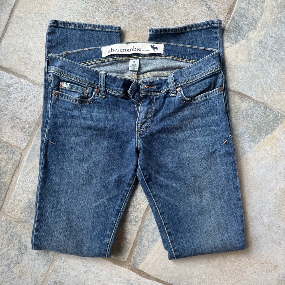 Abercrombie Y2K 2000s Vintage Blue Straight Leg Jeans Medium Wash Fits 0/00